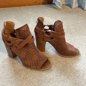 Altar’d State tan heeled open-toe booties